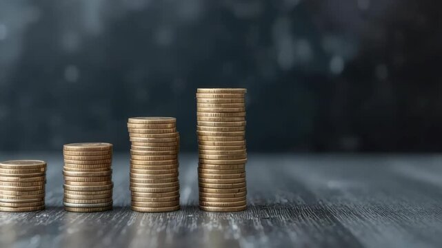 Coin stack pile savings growth money stacked coin pile growth increasing savings and financial