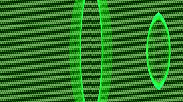 Abstract green glowing circular moire pattern lines on black background motion loop