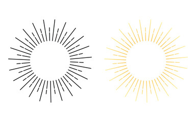 Minimalist black and gold ray burst frame &ndash; A refined decorative halo made of thin radiant lines, perfect for premium branding, packaging accents, badges, and modern logo layouts