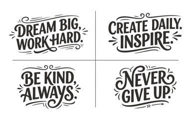 Fototapeta premium Inspirational quotes on white background with decorative text