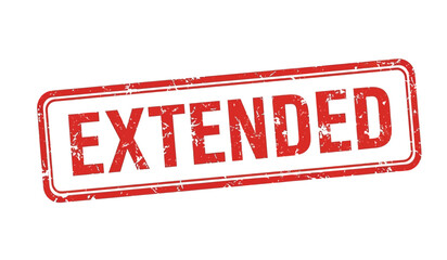 Red stamp with the word extended on for marking documents