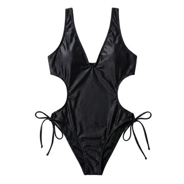 Sleek black cutout monokini swimsuit