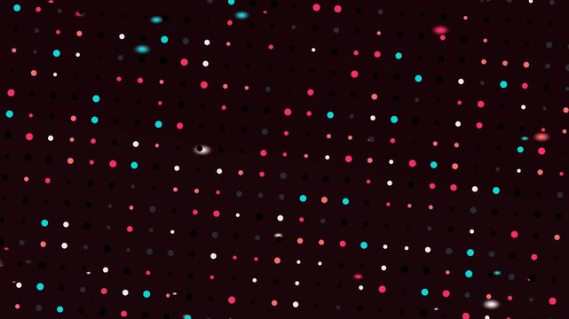 A dark brown background peppered with a grid-like array of colorful, blurred dots