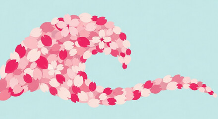 Pink Rose Petals Flying in Air on Blue Background