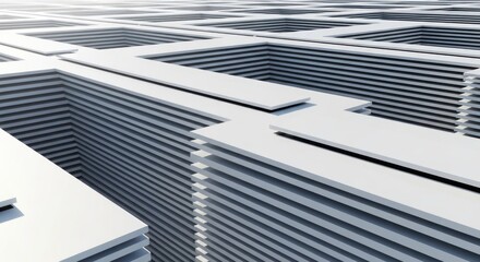 Obraz premium Abstract geometric pattern of stacked white layers with open spaces