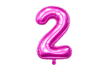 Fototapeta premium Pink number two foil balloon celebrating second anniversary