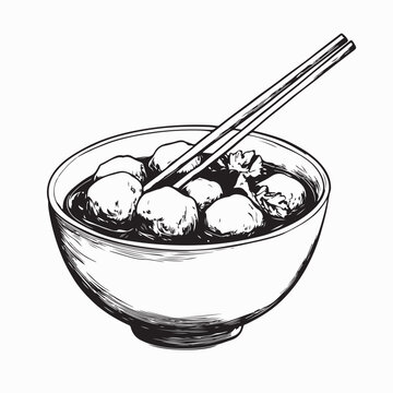 Delicious bakso in bowl indonesian street food image vector