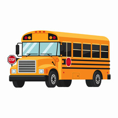 Classic Yellow School Bus With Stop Sign Transportation Vehicle For Students