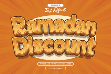 Ramadan discount editable text effect with cartoon text style and with comic background