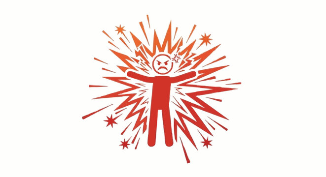 Angry person exploding with rage and frustration.