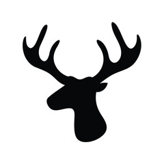Fototapeta premium Silhouette of a majestic deer with large antlers on a white background