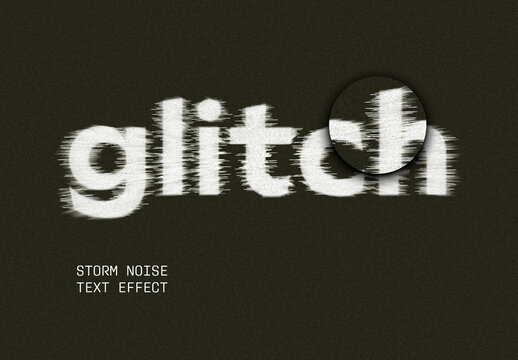 White Pixel Storm Noise Text Effect