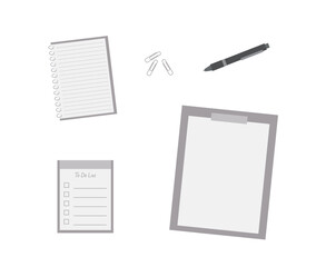 シンプルなメモ帳とボールペンのイラスト