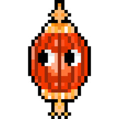Pixel Cartoon Red Chinese Lantern Character.