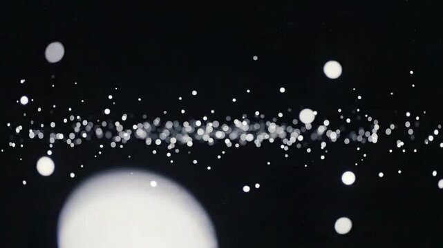 Abstract digital art of white dots on black backdrop. Suitable for technology, data visualization, science, modern design projects.