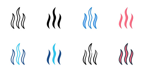 Heat icons set multiple style collection. Editable stroke 
