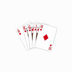Obraz premium Royal Flush Poker Hand Ace King Queen Jack Ten of Diamonds Playing Cards