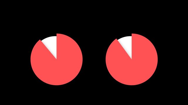 89 percent and 90 percent data representation from a pie chart 4k alpha channel