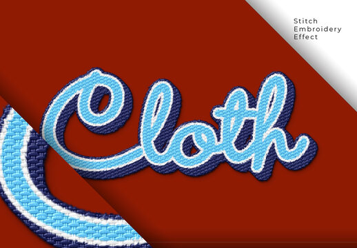 Blue Stitch Embroidery Text Effect 