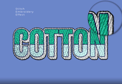 Cotton Embroidery Text Effect