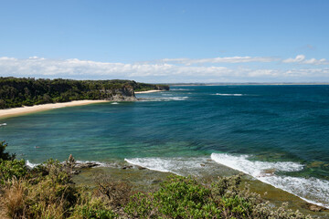 Obraz premium Beautiful view from the Caves car park on a sunny summer day - Inverloch, Victoria, Australia