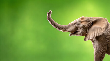 Obraz premium A vibrant elephant portrait set against a lush green backdrop, showcasing the majesty and beauty of wildlife in its natural habitat.