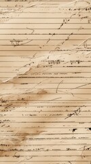 Fototapeta premium Textured vintage notebook paper with handwritten notes and doodles background