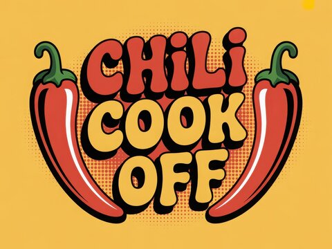 Vibrant chili cook off logo with red peppers
