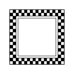 A black and white checkered border frame with a thin black outline on a transparent background