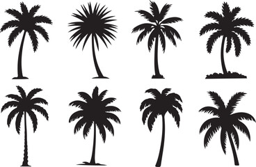 Obraz premium Palm tree silhouette icon set