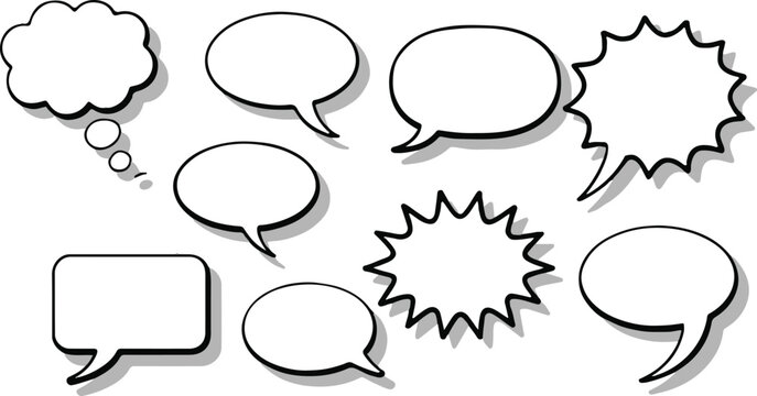bubble vector speech balloon icons set editable comic callout frames