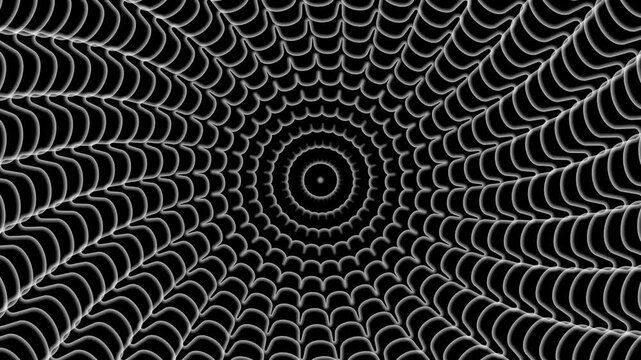 A seamless Trippy circular motion loop in black and white infinite illusional concept, in 4k format, perfect for branding, websites, online games etc