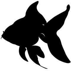 Black Silhouettes of Goldfish. Isolated on White Background. PNG File.