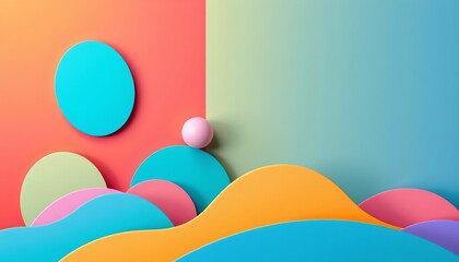 Vibrant Abstract Composition with Bold Pastel Ovals and Gradients