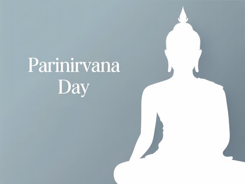 Buddha silhouette on parinirvana day with serene meditation posture on gray background