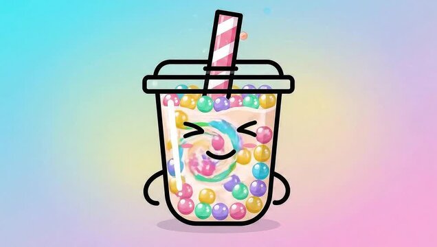 Cute Bubble Tea Cartoon Character Animation - A Sweet Treat.