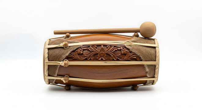 Traditional indonesian kendang drum on white background