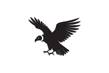 Fototapeta premium Flying condor bird silhouette icon for wild nature animal wildlife and predatory eagle symbol
