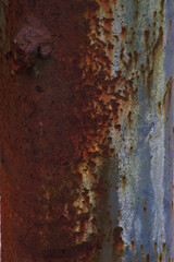 Rusted painted metal surface