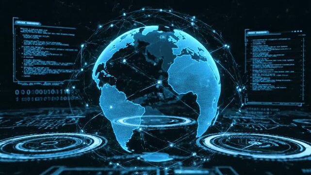 Global Network Technology Digital Earth Concept.