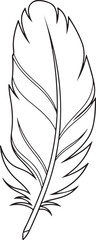 Obraz premium Single feather illustration with detailed quill and vanes, elegant outline drawing for symbolic use , Generative Ai