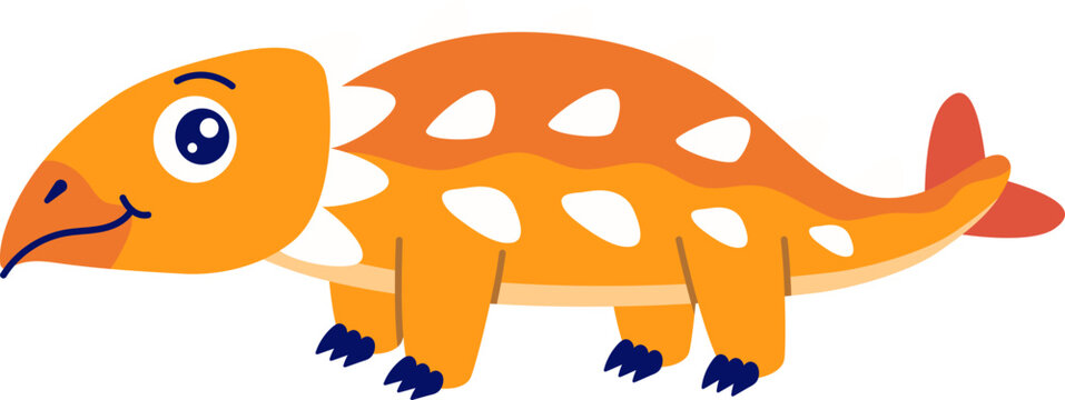 Cute Baby Ankylosaurus Dino Cartoon Animal with Orange Spikes