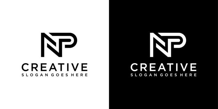 NP or PN initial letter logo design vector