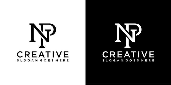 NP or PN initial letter logo design vector