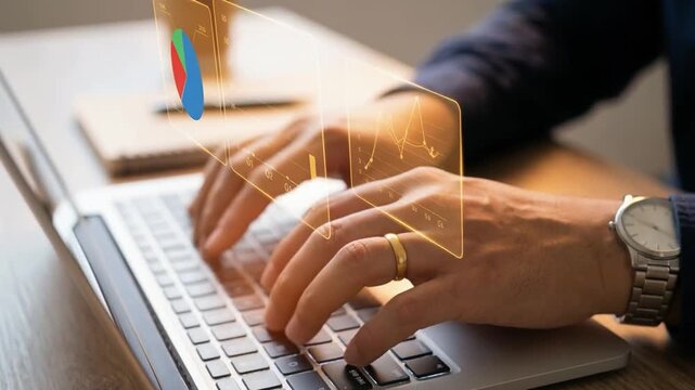 Business and technology Data analyst working on business analytics dashboard with charts, metrics and KPI to analyze performance and create insight reports for operations management. bigdata