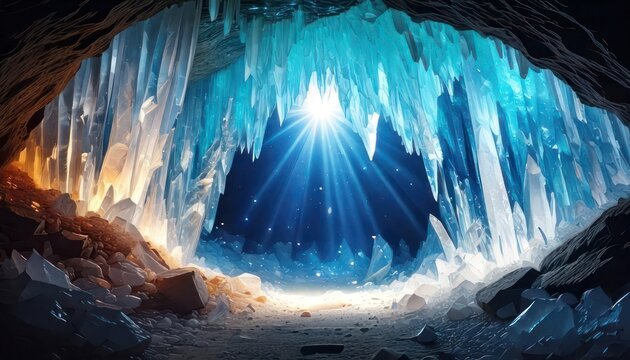 Mystical Ice Cave - A Glimpse into an Enchanted Frozen World.