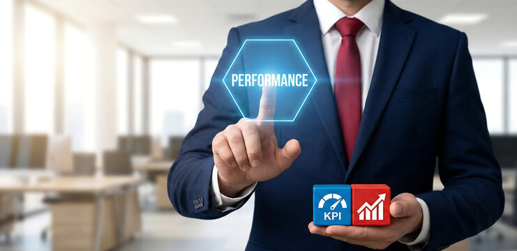 Concept of business high performance strategy. High performing efficiency employee. Improvement and achievement of key performace indicators 