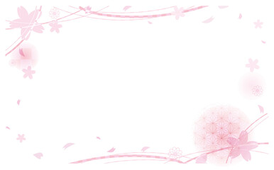 桜の柔らかな和風背景フレームイラスト
