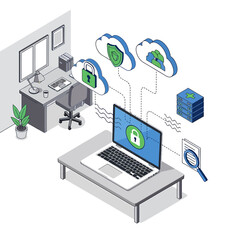 Obraz premium Data security and protection illustration cloud computing digital privacy concept