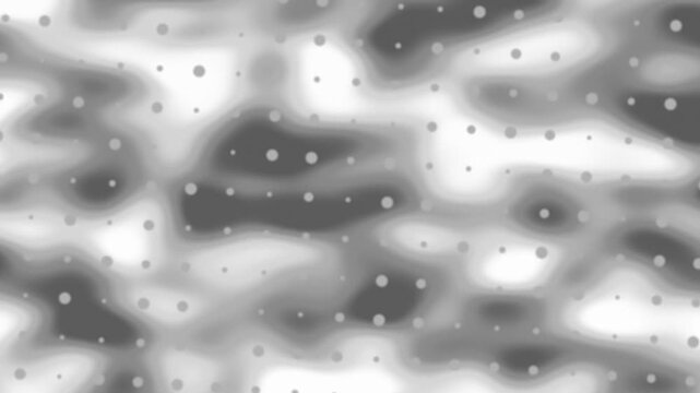 A grayscale, abstract pattern with blurred, blob-like shapes and scattered dots